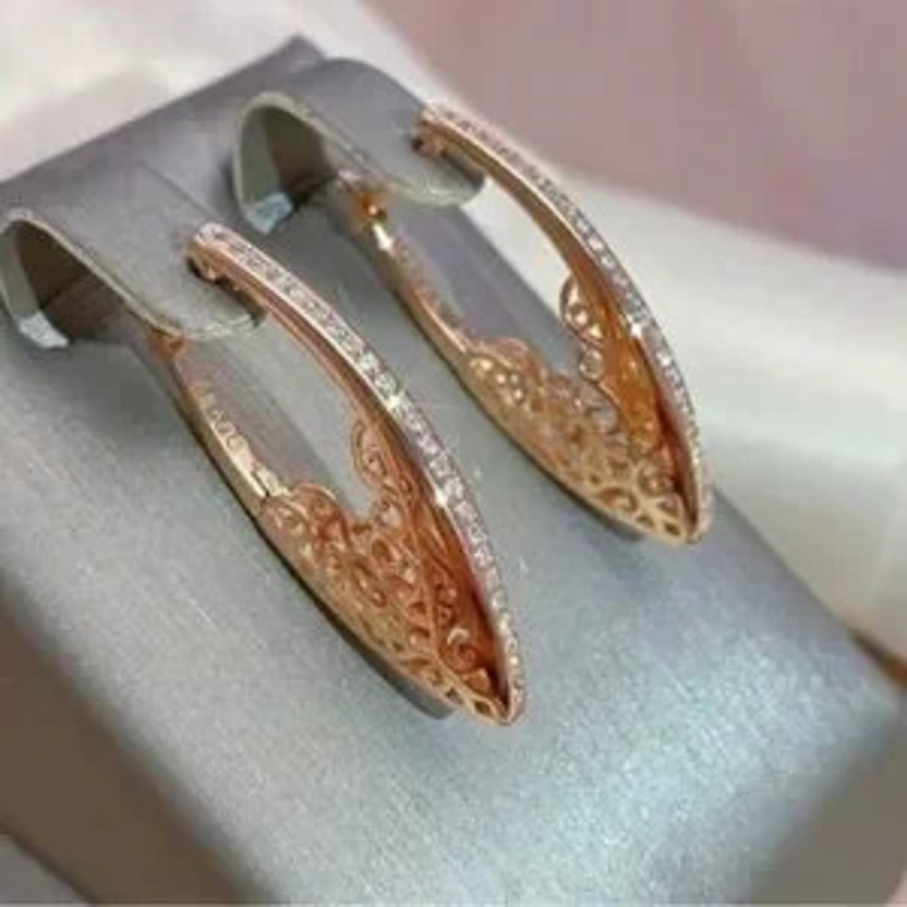 Gorgeous Rose Gold Plated Cubic?Zircon Hoop Earrings